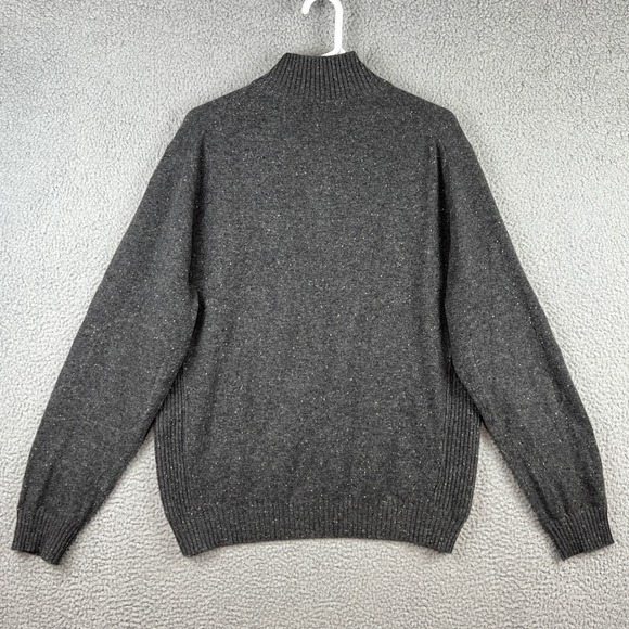 Neiman Marcus Cashmere Sweater Mens Large Gray Donegal Fleck Button Mock Neck L - Picture 6 of 14
